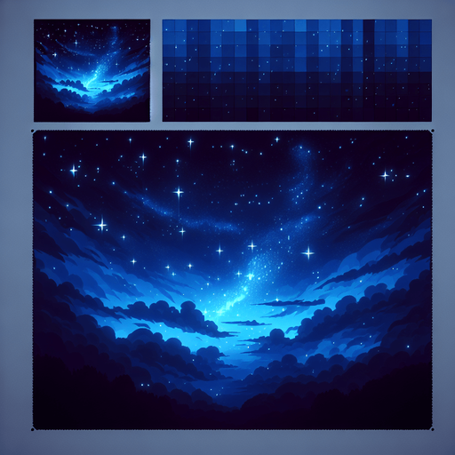 stary night sky.dark blue. no land. only sky Single Game Texture. In-Game asset. 2d. Blank background. High contrast. No shadows. Single Game Texture. In-Game asset. 2d. Blank background. High contrast. No shadows.