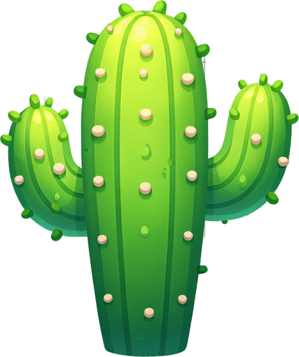 Create a cactus. The goal is to capture a lively and playful location..
Single Game Texture. In-Game asset. 2d. Blank background. High contrast. No shadows.
