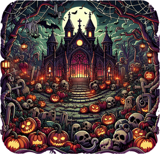 Generate a high quality cartoon background Halloween image on a black canvas similar to the format of where is waldo with a hellish environment.
Single Game Texture. In-Game asset. 2d. Blank background. High contrast. No shadows.
