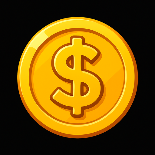 Dolar Simgeli Altın.
In-Game asset.  2d.  High contrast.  No shadows