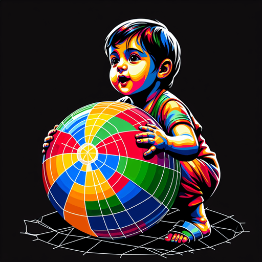 kid with a ball
Single Game Texture.  In-Game asset.  2d.  Blank background.  High contrast.  No shadows