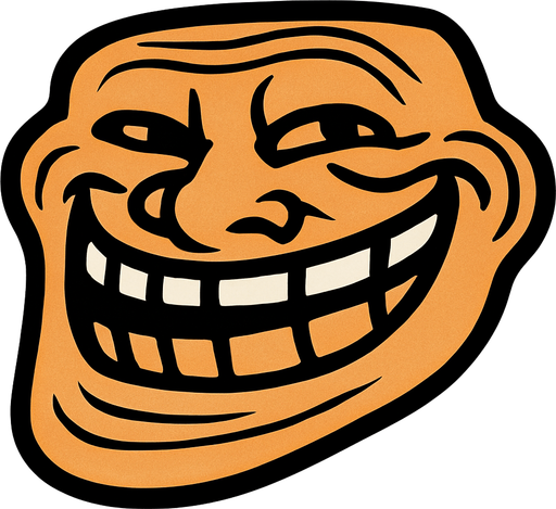 Troll face.
In-Game asset.  2d.  High contrast.  No shadows
