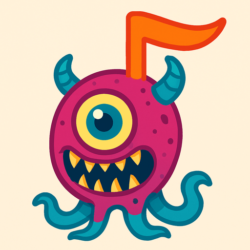 MÜZİK NOTASI ŞEKLİNDE BİR UZAYLI CANAVAR ÇİZ AMA BU KARAKTER VE İSMİ Quasar ONA GÖRE TASARLA. AYAKSIZ. dONT WRİTE TEXT İN TO İMAGE. NO BLACK..
In-Game asset.  2d.  High contrast.  No shadows