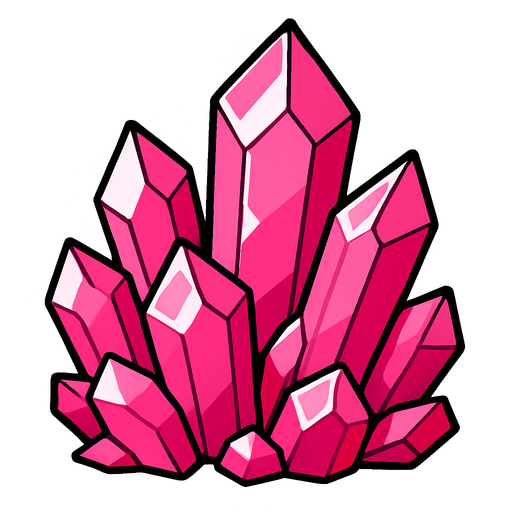 Pack of crystals, pink color
In-Game asset.  2d.  High contrast.  No shadows
