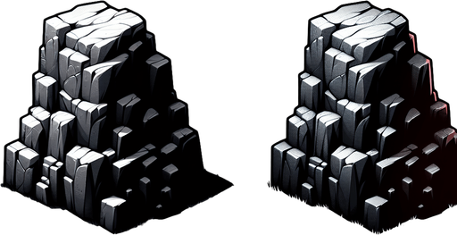 rock.
Single Game Texture. In-Game asset. 2d. Blank background. High contrast. No shadows.