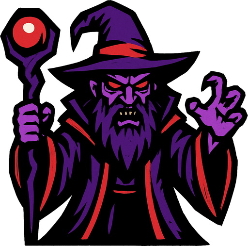 bad wizard.
In-Game asset.  2d.  High contrast.  No shadows