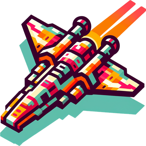 spaceship.
Single Game Texture. In-Game asset. 2d. Blank background. High contrast. No shadows.