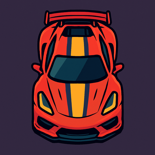 Vertical sports car.
In-Game asset.  2d.  High contrast.  No shadows