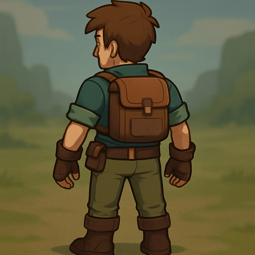 player human viewing on behind of him with all of body.
In-Game asset.  2d