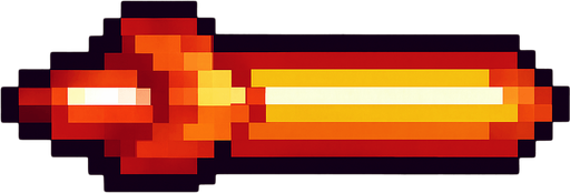 Pixel art style, spaceship lazer bullet.
In-Game asset.  2d.  High contrast.  No shadows