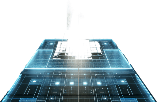 A high-tech command center with a glowing grid floor and sleek metallic walls. The room is viewed from directly above and has open entrances centered in the middle of each wall (top, bottom, left, and right) for easy transitions. Neon lights and holographic screens line the walls, casting a blue glow..
Full-frame, top-down view of a futuristic command center. Glowing grid floor, metallic walls, neon lights. Open entrances centered on each wall: top, bottom, left, and right. Blue glow, no perspective distortion.