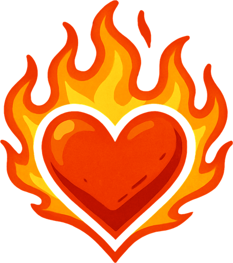 flame heart.
In-Game asset.  2d.  High contrast.  No shadows