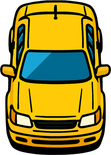 Yellow car bird's eye view.
In-Game asset.  2d.  High contrast.  No shadows