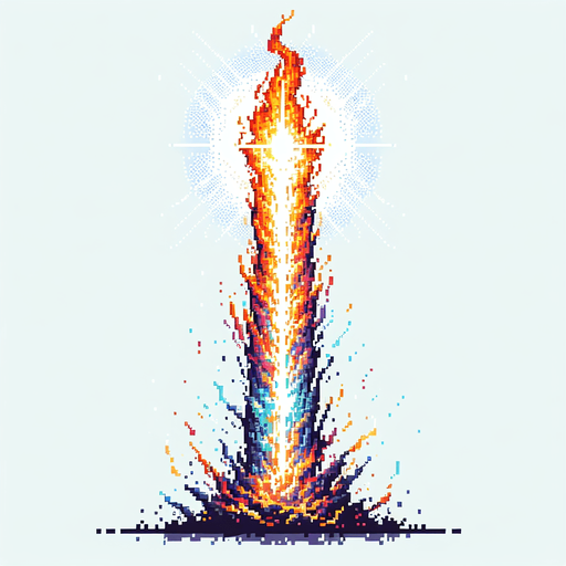 pixelart asset pillar of fire.
White background, high contrast, shadowless.