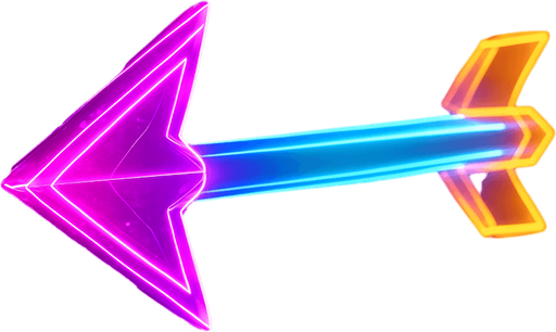 Neon cyberpunk 3d arrow glowing