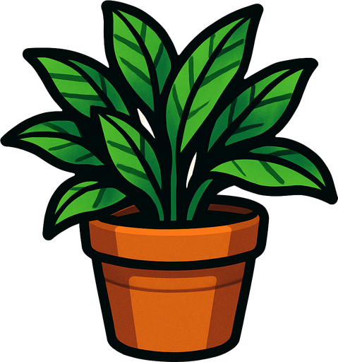 Potted plant.
In-Game asset.  2d.  High contrast.  No shadows