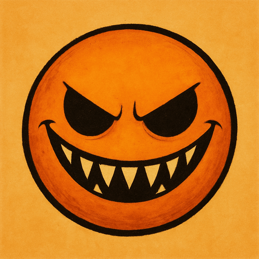 A orange ball with a evil smile.
#2d