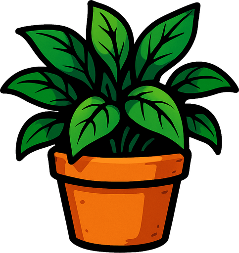 Potted plant.
In-Game asset.  2d.  High contrast.  No shadows