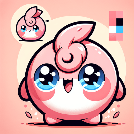 Design a round icon featuring Jigglypuff from Pokémon.