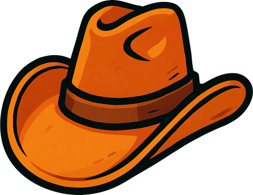 sombrero de vaquero de color naranja.
In-Game asset.  2d.  High contrast.  No shadows