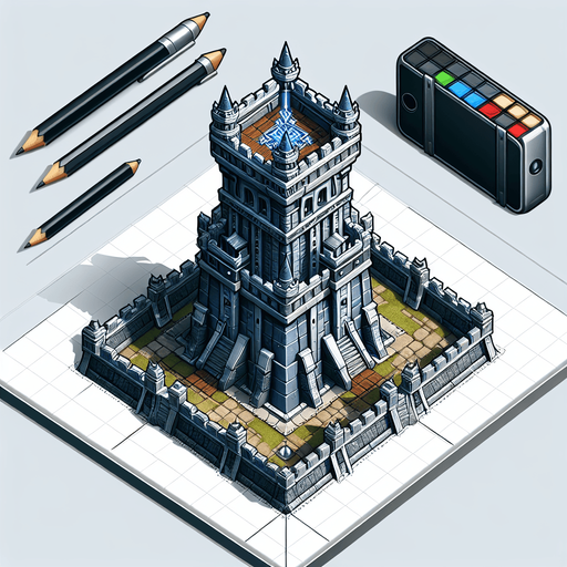 create a tower  in  a tower defense game.
Single Game Texture. In-Game asset. 2d. Blank background. High contrast. No shadows.