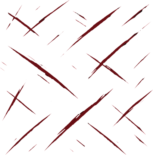 Düz arkaplan ama rengi koyu siyah ve açık kırmızı çizikler sıyrıklar olsun.
In-Game asset.  2d.  High contrast.  No shadows