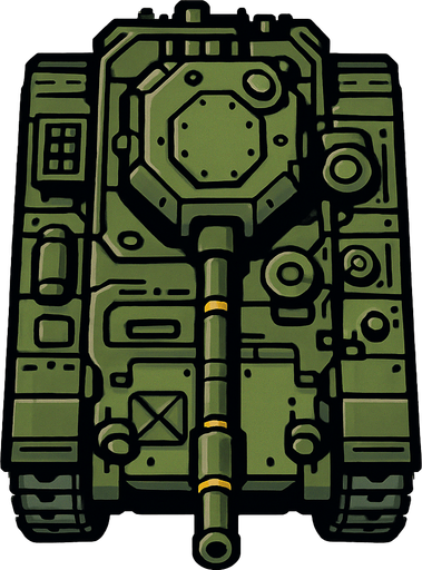 Top view of a Heavy armored military Tank.
In-Game asset.  2d.  High contrast.  No shadows