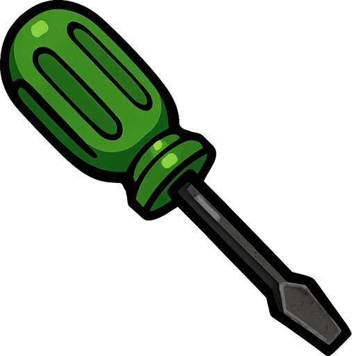 green Screw driver.
In-Game asset.  2d.  High contrast.  No shadows