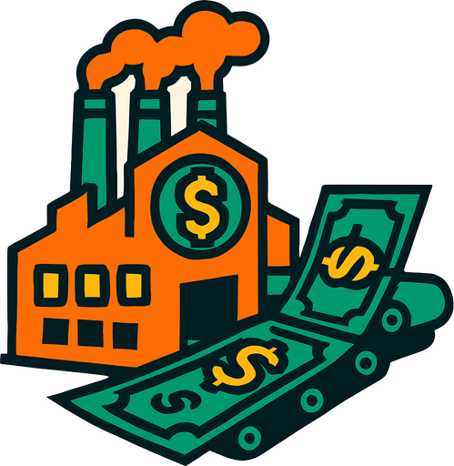 money factory.
In-Game asset.  2d.  High contrast.  No shadows