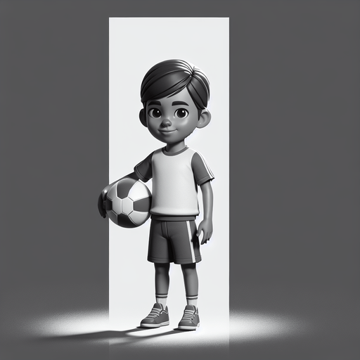 kid with a ball
Single Game Texture.  In-Game asset.  2d.  Blank background.  High contrast.  No shadows