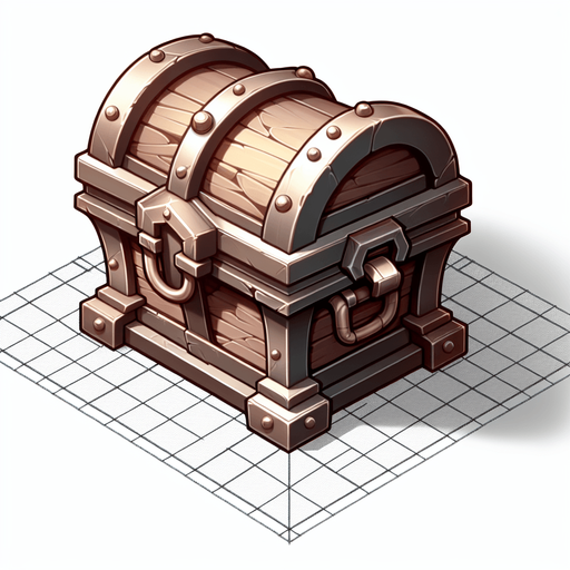 hazine kutusu.
Single Game Texture.  In-Game asset.  2d.  Blank background.  High contrast.  No shadows