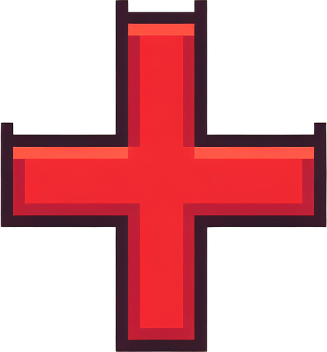 pixel art of a red cross out.
Single Game Texture. In-Game asset. 2d. Blank background. High contrast. No shadows.