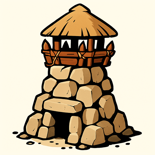 Taş devri Kule.
In-Game asset.  2d.  High contrast.  No shadows