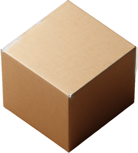 brown paper box, top view.