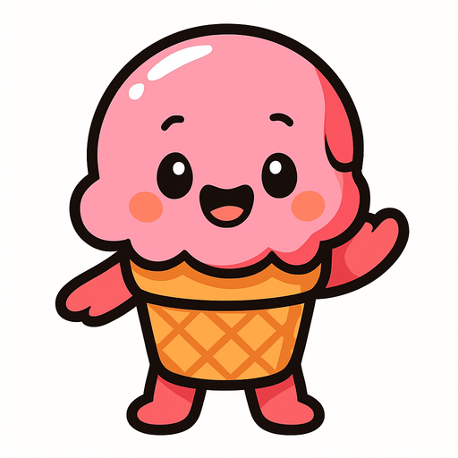 bébé glace cartoon.
In-Game asset.  2d.  High contrast.  No shadows