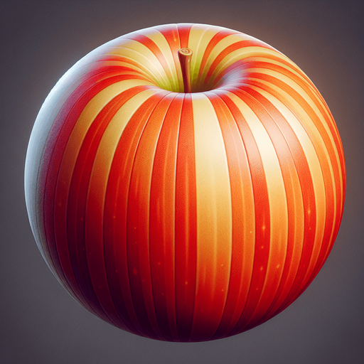 una manzana redonda.
Single Game Texture.  In-Game asset.  2d.  Blank background.  High contrast.  No shadows