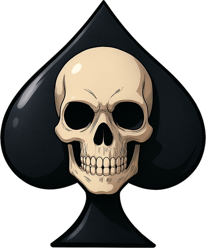 Just the spade with a skull in the center of it. Anime style.