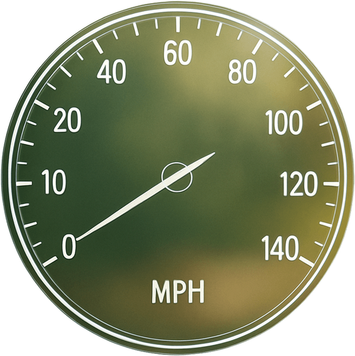 Transparent speedometer without hourhand, white numbers, Front view