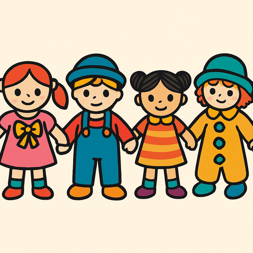 Toy dolls.
In-Game asset.  2d.  High contrast.  No shadows