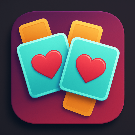 Modern App Store icon, high definition, square with rounded corners, for a game titled "Memory Match Cards" and with the description "A classic memory card game where players flip cards to find matching pairs. Tap cards to reveal them and match identical pairs to clear the board.". No text on icon!