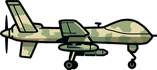 drone side view military drone. light camouflage
In-Game asset.  2d.  High contrast.  No shadows