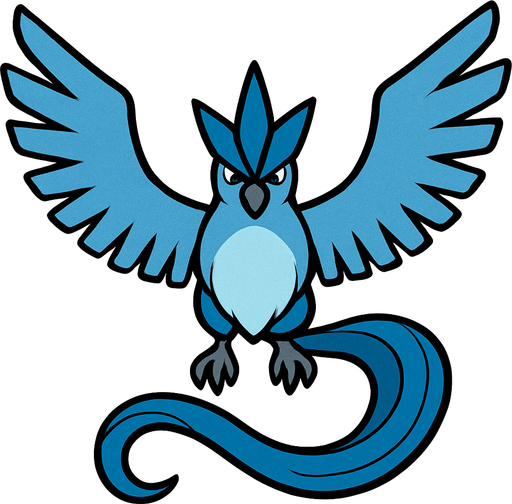 Articuno visto desde arriba.
In-Game asset.  2d.  High contrast.  No shadows