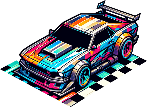 Car.
Single Game Texture.  In-Game asset.  2d.  Blank background.  High contrast.  No shadows