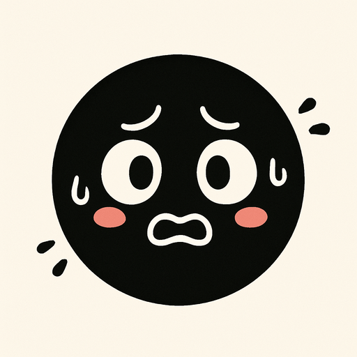 crea la imagen de una pelotita negra simple kawai y nerviosa.
In-Game asset.  2d.  High contrast.  No shadows