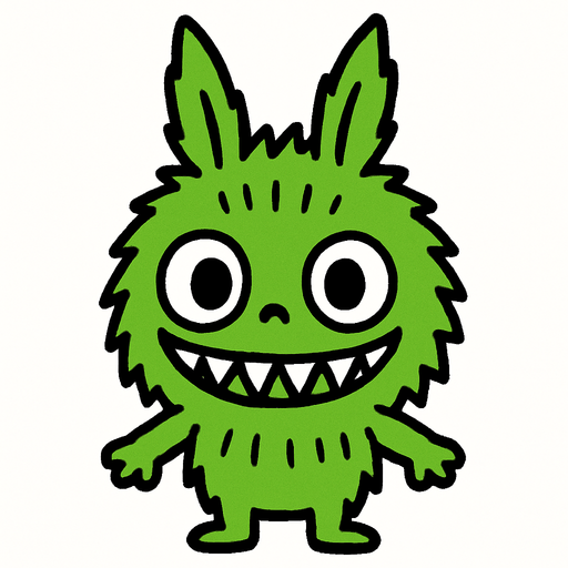 Labubu green.
In-Game asset.  2d.  High contrast.  No shadows