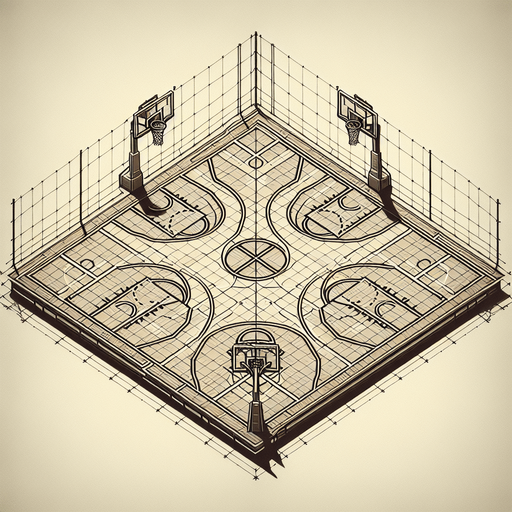 basketball sahası.
Single Game Texture. In-Game asset. 2d. Blank background. High contrast. No shadows.