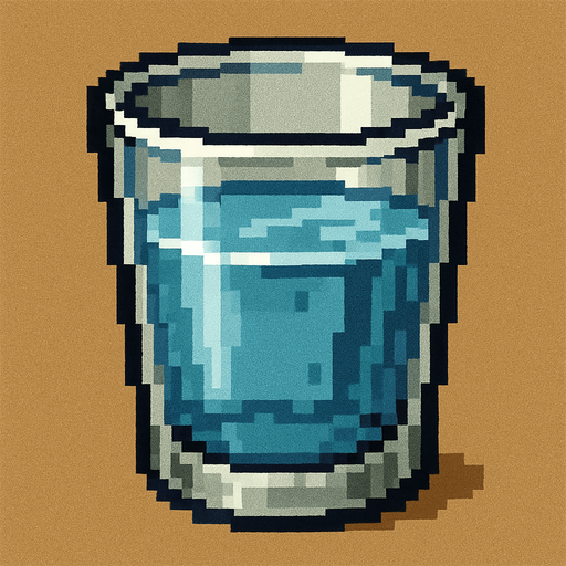 un vaso con agua estilo pixel art metal slug.
In-Game asset.  2d.  High contrast.  No shadows