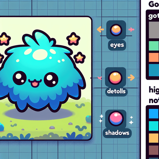 Kawaii style monster.
Single Game Texture. In-Game asset. 2d. Blank background. High contrast. No shadows.