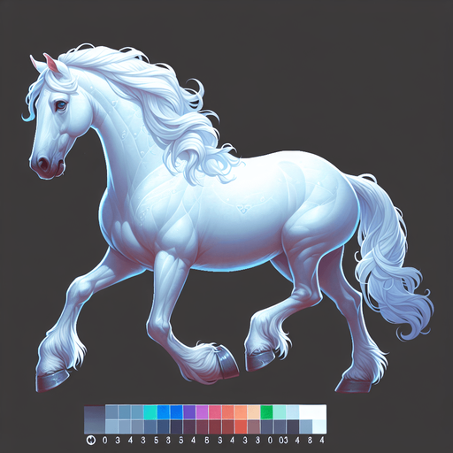 White horse.
Single Game Texture.  In-Game asset.  2d.  Blank background.  High contrast.  No shadows