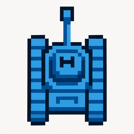 blue tank pixel art top down.
In-Game asset.  2d.  High contrast.  No shadows